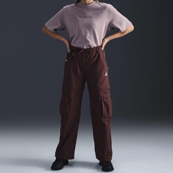 Nike ACG Smith Summit Cargo Pants Women’s Small Burgundy Red - Picture 7 of 10